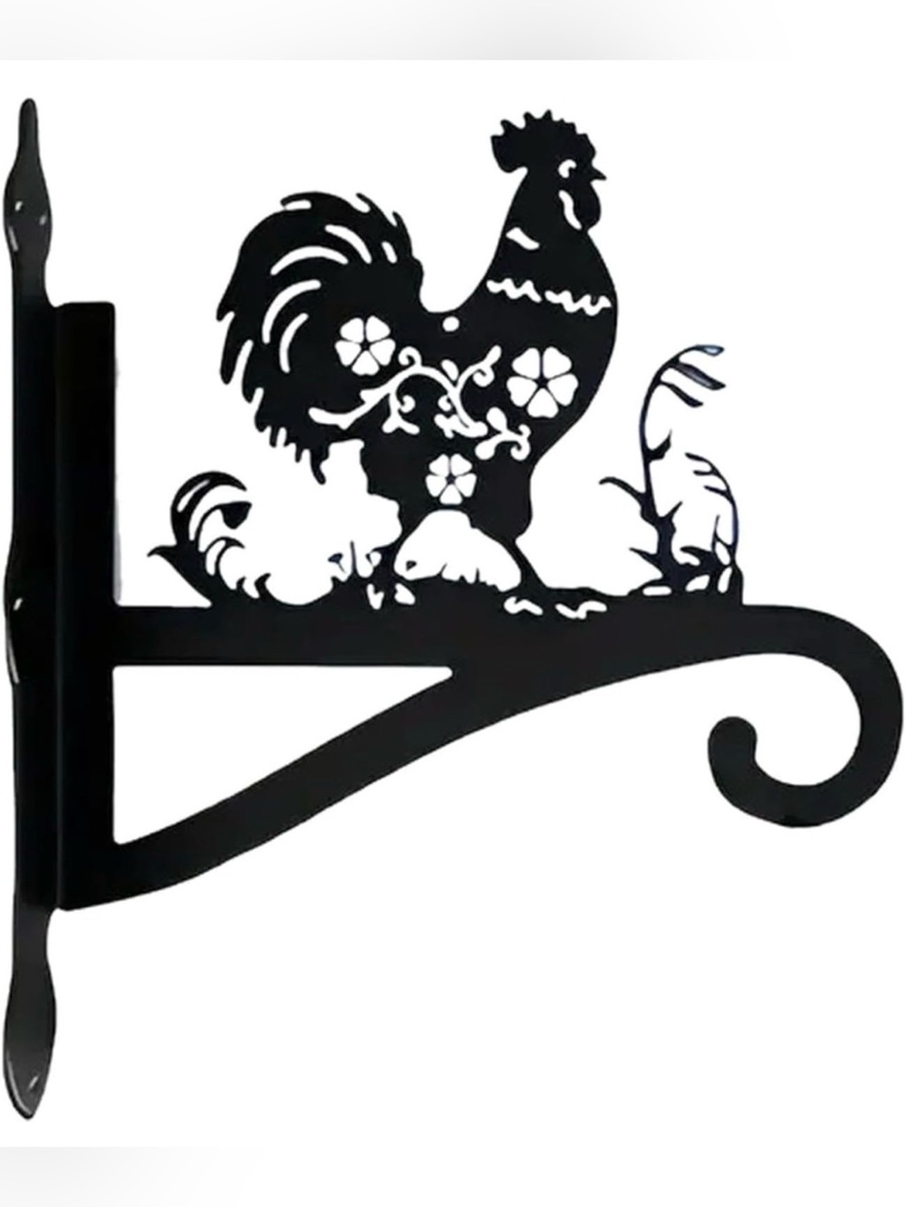 Rooster Plant Outdoor Hanger, Metal Wall Mounted Iron Decorative